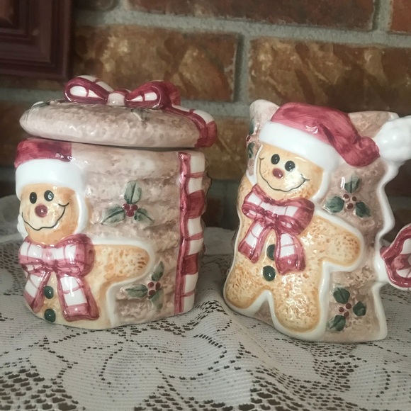 RareVintage Hand Painted Gingerbread Sugar/Creamer - Picture 12 of 13